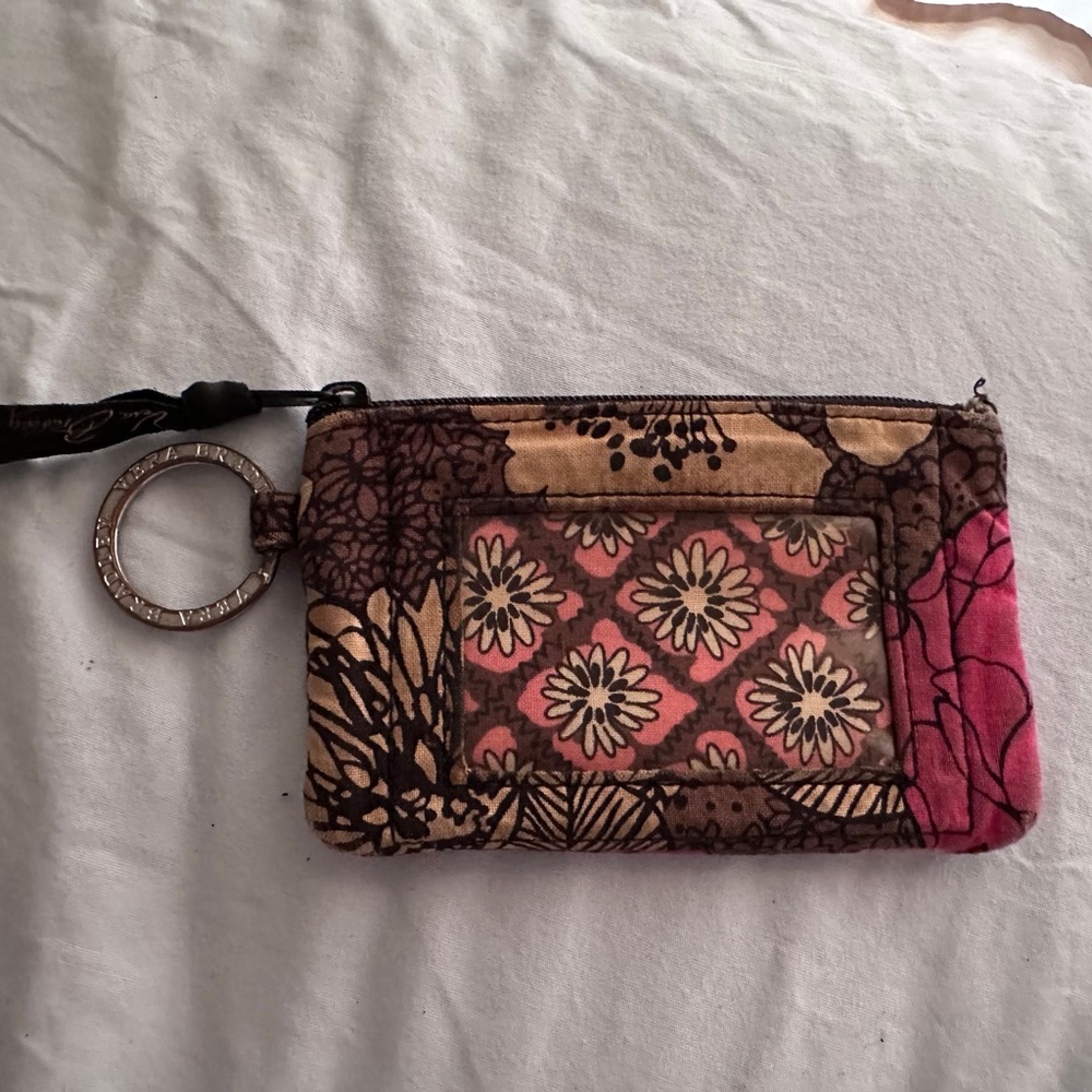 Vera Bradley Pink and Brown Floral Wristlet